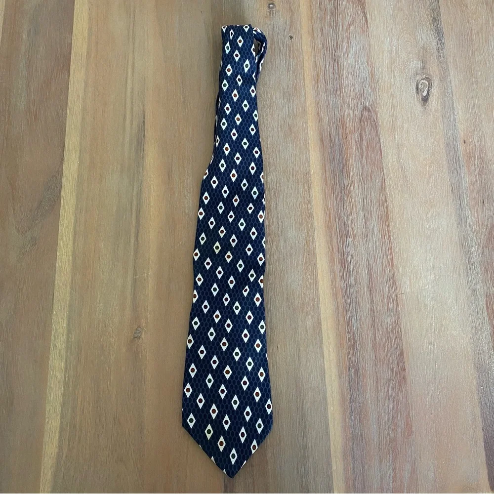 Men's Navy Patterned Robert Stewart Silk Tie